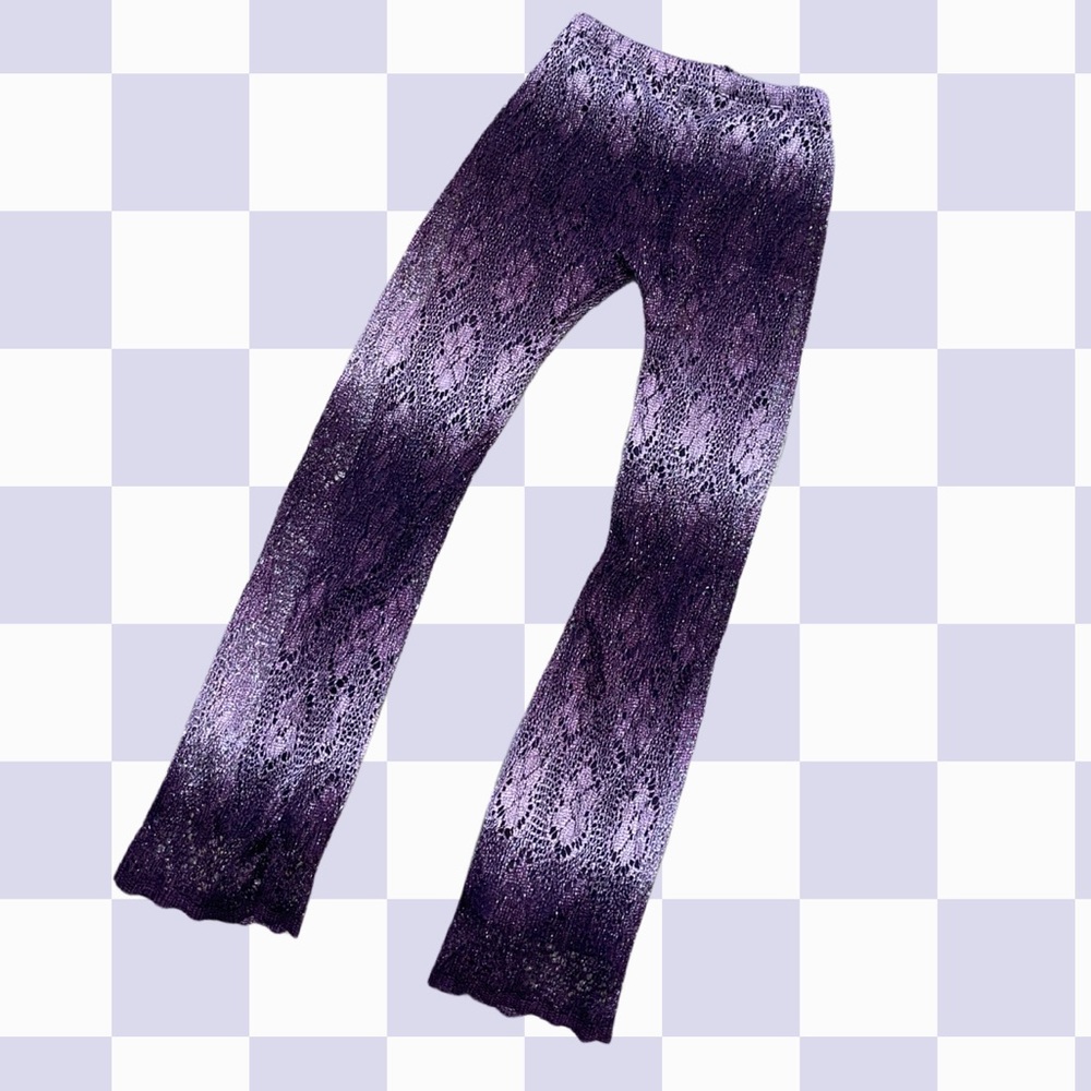 Purple Flared Knit Pants